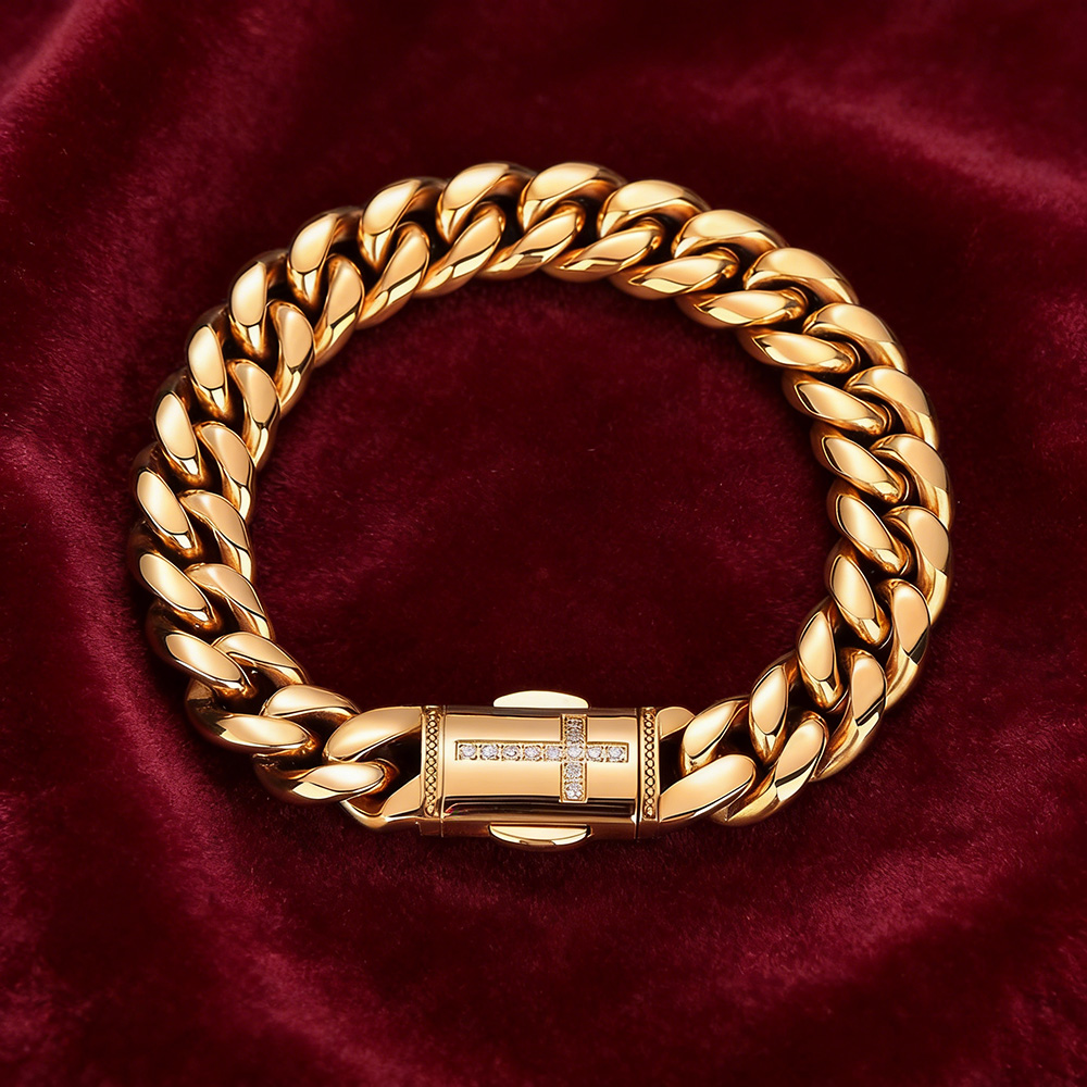 Cuban Link Chain 12Mm - ESKEEM 卸売 12 ミリメートルキューバリンクチェーンファッションヒップホップジュエリーステンレス鋼ブレスレット男性用ドロップシッピング