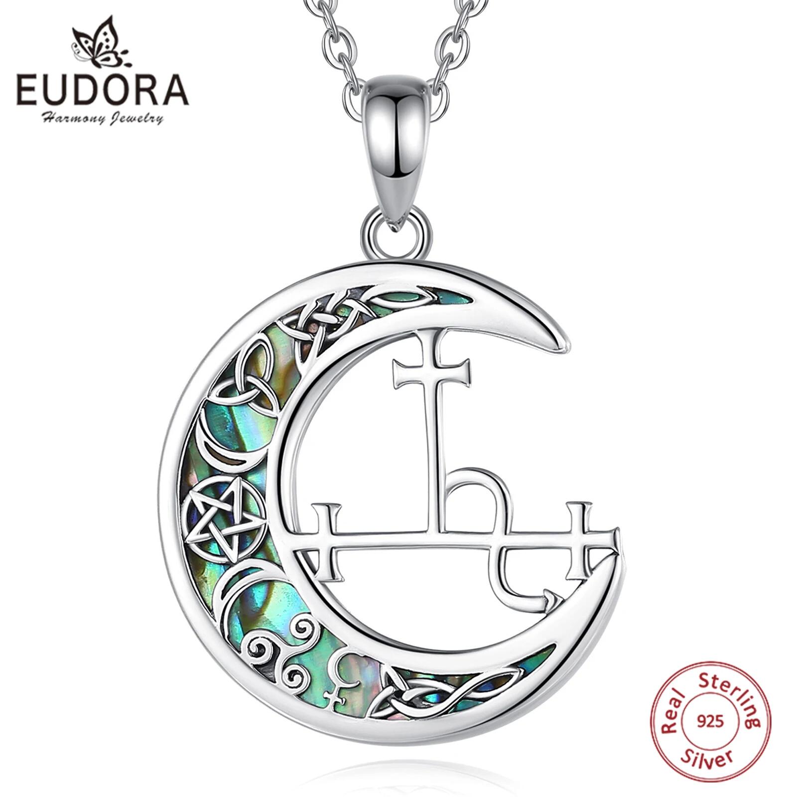 925 Sterling Silver Chain Necklace Men - Eudora-男性と女性のためのムーンネックレス,925スターリングシルバー,ナチュラルアワントシェル,ネクタイペンダント,ユニークなジュエリーギフト