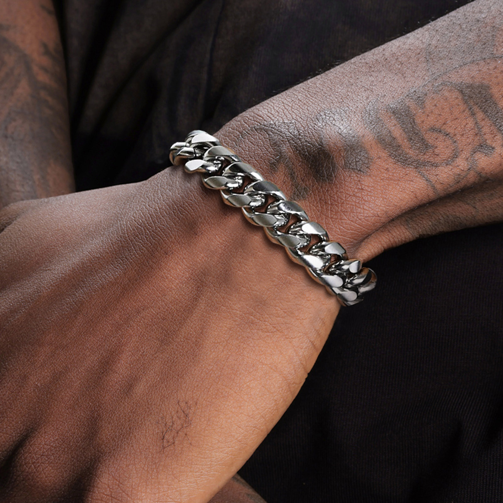 Cuban Link Chain 12Mm - 6-12MM キューバチェーンメンズブレスレット、防水ステンレス鋼縁石リンクチェーンリストバンド、パンクジュエリーギフト