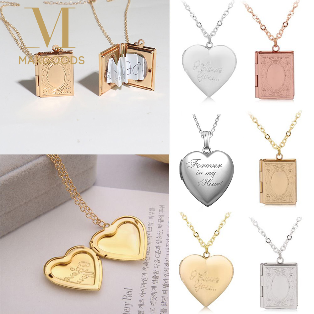 カップルのためのハート型の写真のペンダント,メダリオン,愛と - Heart Locket Necklace Photo のレビューと価格