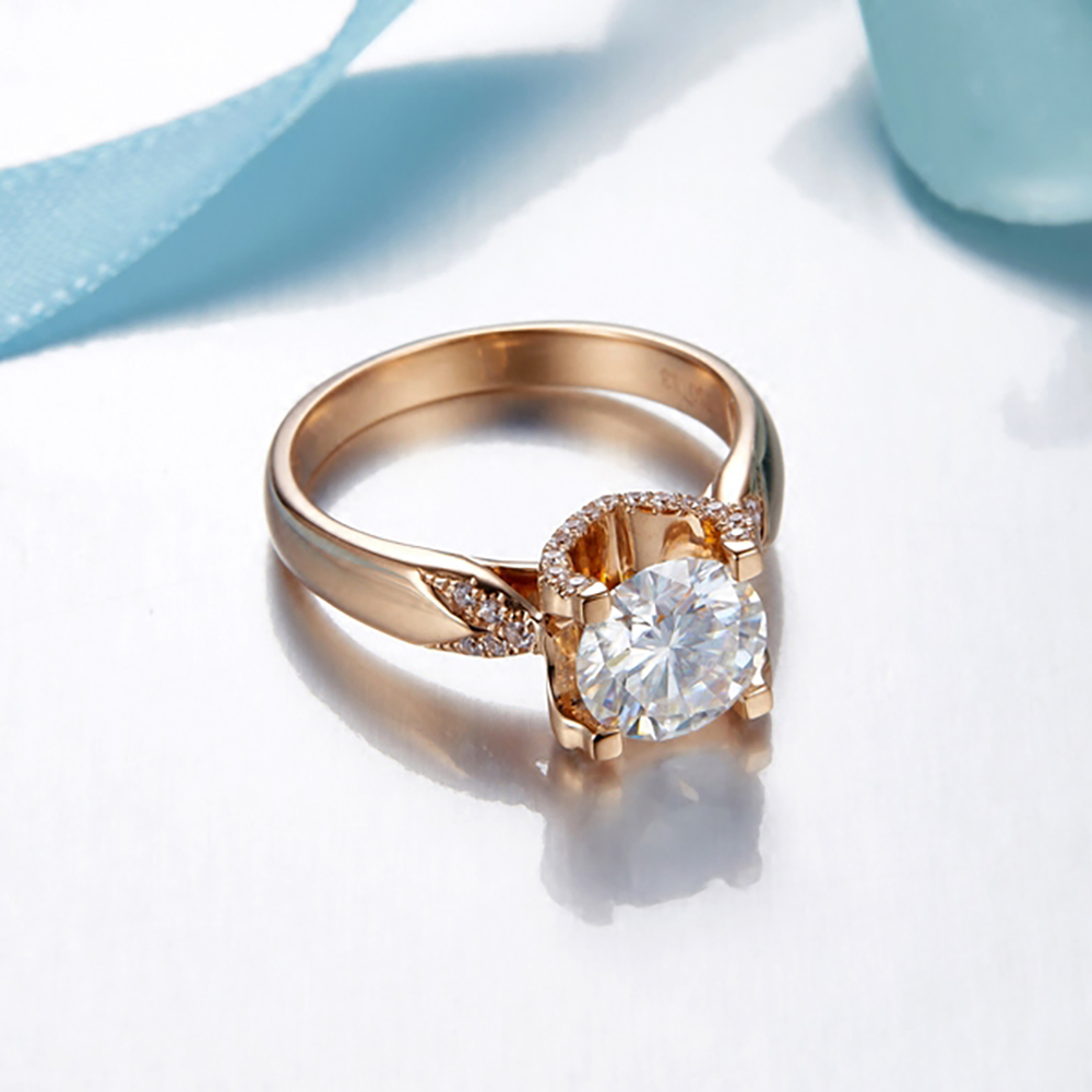 カスタムソリッド18K Au750ホワイトゴールドリング レ - Moissanite Engagement Ring 1 Carat のレビューと価格