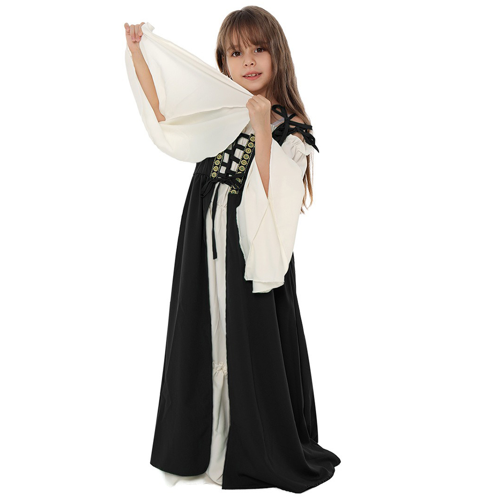 ハロウィーン、中世ルネサンス風ドレス、女の子用、スクエアネッ - Necklaces のレビューと価格