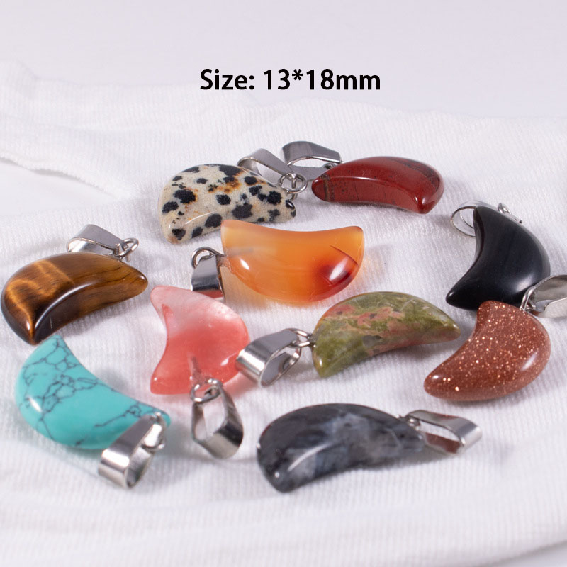 20個/袋 天然石 クリスタル ムーン ペンダント ネックレ - Crystal Pendant Necklace Natural Stone のレビューと価格