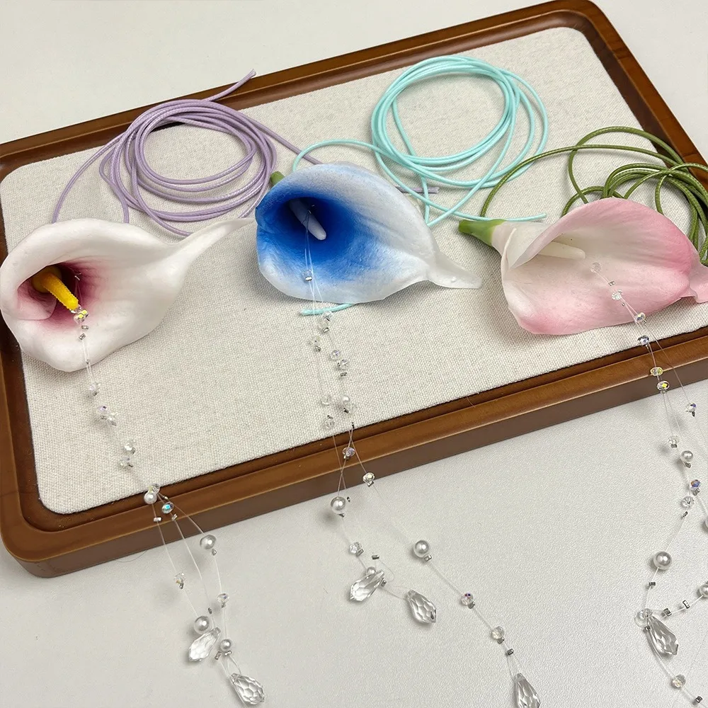 ファッション誇張オランダカイウユリビーズペンダントヴィンテー - Pearl Choker Necklace Vintage のレビューと価格