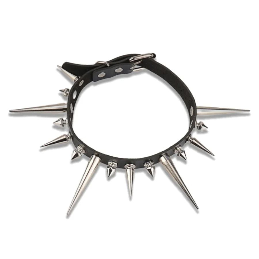 ゴスロングスパイクチョーカーパンクフェイクレザーの首輪女性男 - Goth Punk Spike Choker のレビューと価格